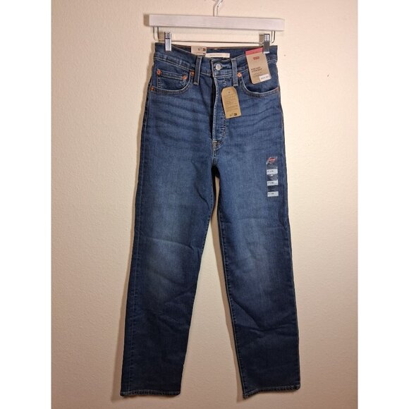 NWT Levi's Denim Blue Jeans Ribcage Straight Size 27x32 - Picture 1 of 9